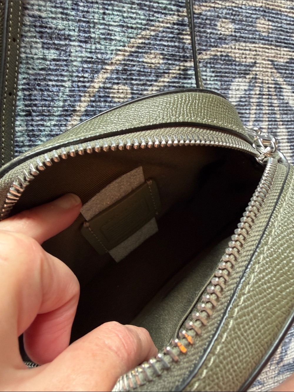 Coach Mini Serena Olive Pebbled Leather Crossbody. - Picture 9 of 13